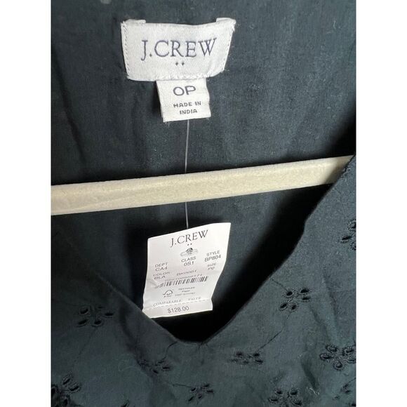J. Crew Black Eyelet Flutter Sleeve Midi Dress NWT Sz. OP - Picture 3 of 6